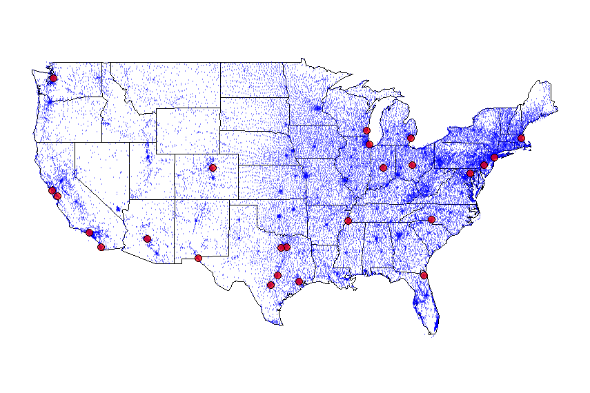 Zip code and driver locations